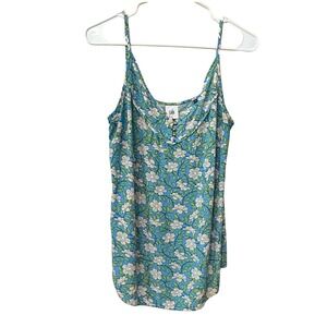 Cabi Sleeveless Floral‎ Tank Top Blue Green White Casual Summer